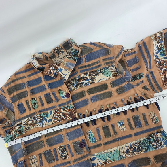 New‎ Direction Shirt Jacket XL Beige Patchwork Artsy Boho Indie Ethnic - Picture 8 of 8